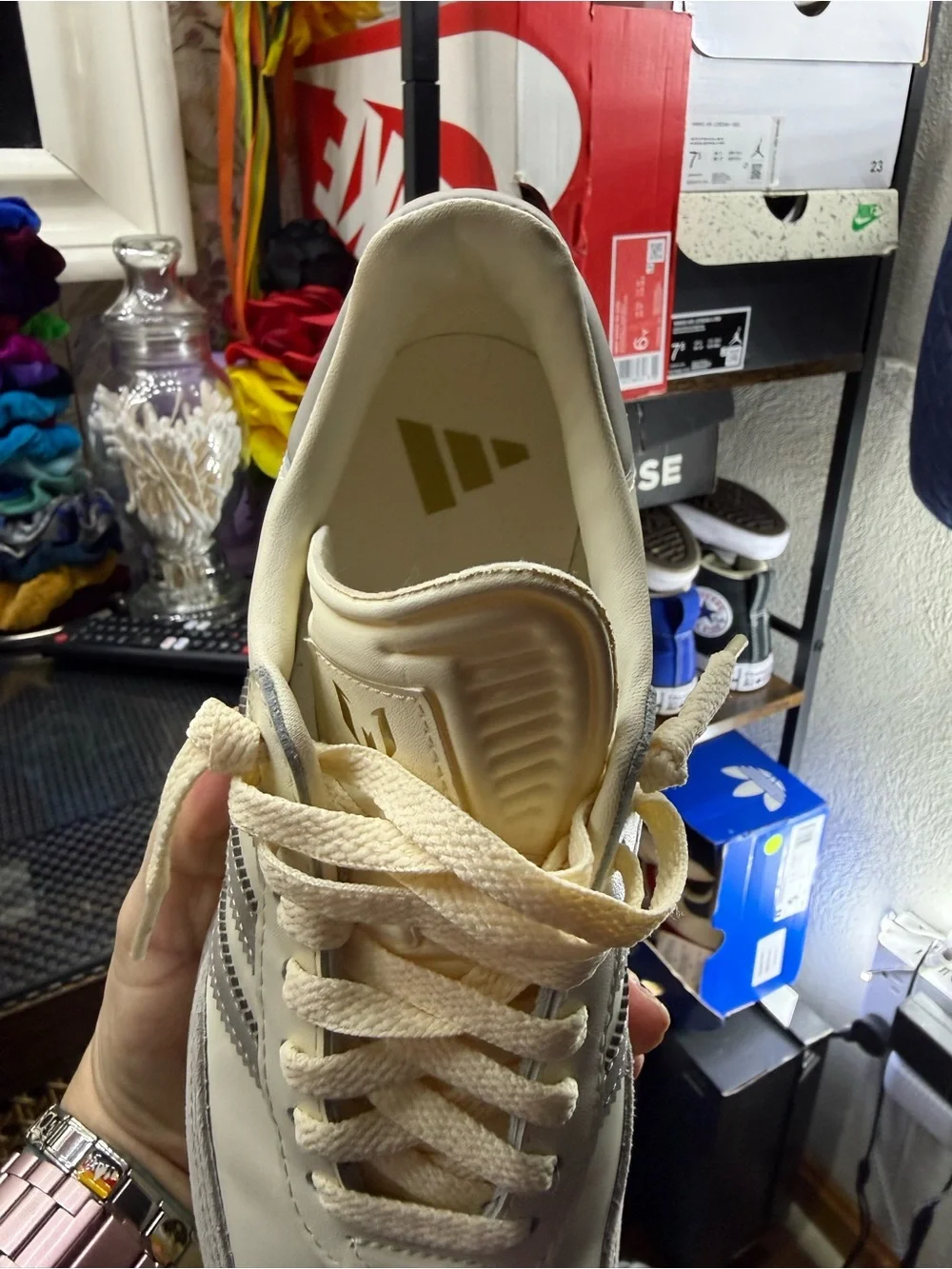 adidas Samba Messi Cream, Brown & Gold Sneakers